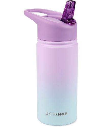 SKIP HOP Rozsdamentes acél szívószálas palack - ombré lila, 450ml