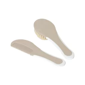 Hajkefe és fésű Bébé-Jou Taupe természetes sörtével