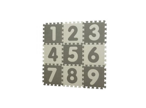 Baby Dan Puzzle habszivacs játszószőnyeg 90x90 cm - Dusty Grey számokkal