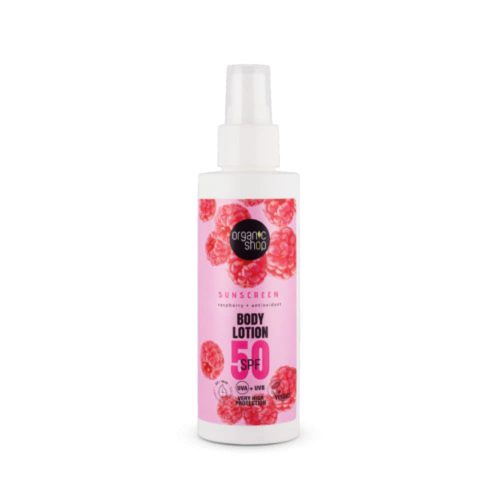 Organic Shop Fényvédő testápoló málnával és antioxidánsokkal SPF50-150ml -