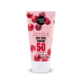   Organic Shop Fényvédő nappali arckrém áfonyával és antioxidánsokkal SPF50 ( zsíros bőrre)-50ml -