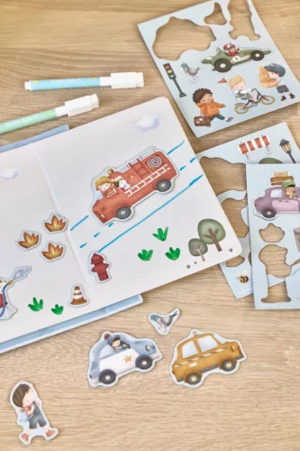 Little Dutch mágneses rajzoló készlet letörölhető ficcel - Jim járművei