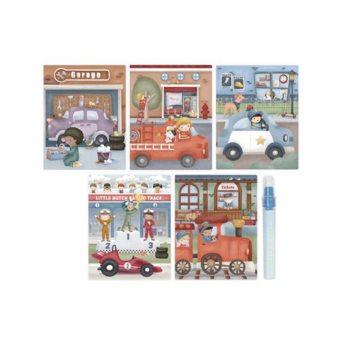 Little Dutch vízzel színező füzet - Jim járművei