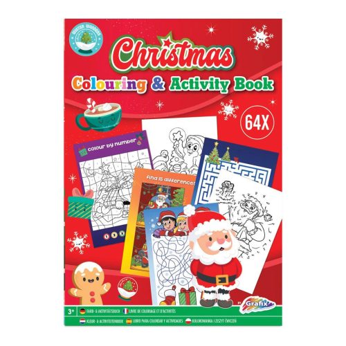 Karácsonyi színező könyv fejlesztő feladatokkal, 64 oldalas- Grafix