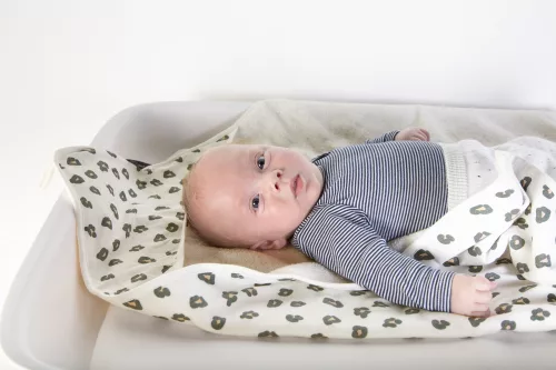 Childhome Fürdőlepedő + arctörlő- 80x80 cm - Leopárd mintás