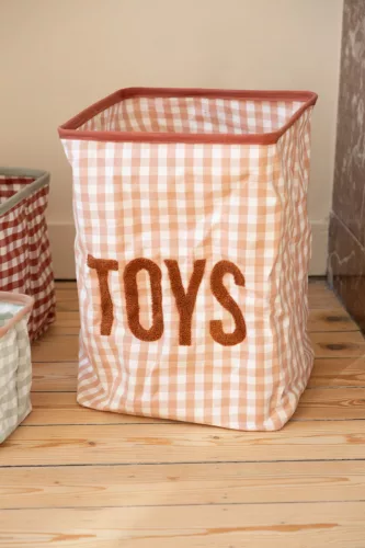 Childhome JÁTÉKTÁROLÓ KOSÁR - KOCKÁS - 35X35X50 CM-Kifutó termék!