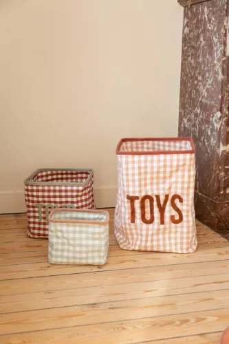 Childhome JÁTÉKTÁROLÓ KOSÁR - KOCKÁS - 35X35X50 CM-Kifutó termék!