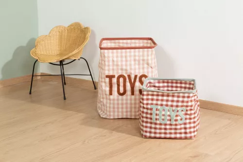 Childhome JÁTÉKTÁROLÓ KOSÁR - KOCKÁS - 35X35X50 CM-Kifutó termék!