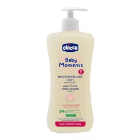   Micellás fürdető 500 ml - sensitive Baby Moments Baby Moments - gyapotmagolaj és E-vitamin - Chicco