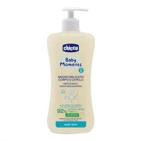   Fürdető & sampon 500 ml - újszülöttbőrre Baby Moments zabkivonat és növényi glicerin, semleges pH - Chicco