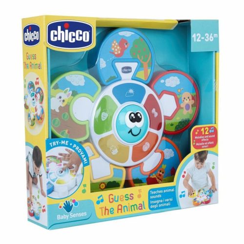 Virág puzzle állatfigurás formákkal - hang és fény Guess the animal - Chicco