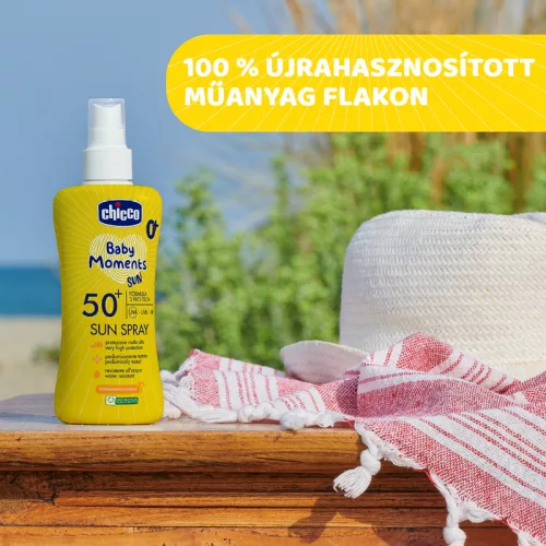 Fényvédő spray SPF 50+, 150 ml UVA, UVB, INFRA sugárzás elleni nagyon magas védelem - Chicco