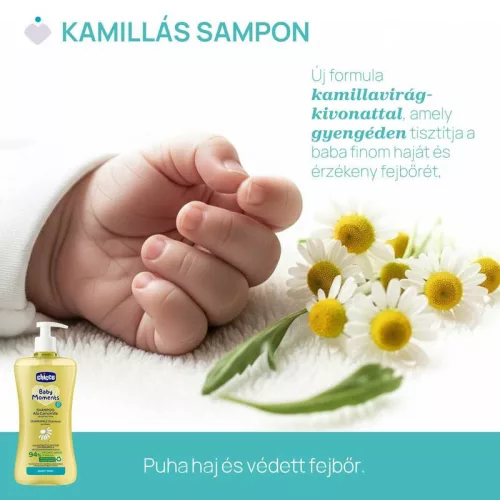 Kamillás sampon 500 ml Baby Moments kamilla-kivonattal - Chicco