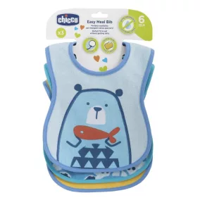   Easy Meal Bib - frottír előke vízálló hátlappal 3db-os kék - Chicco