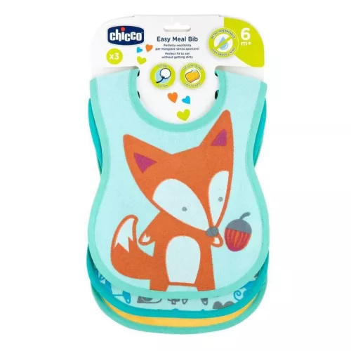 Easy Meal Bib - frottír előke vízálló hátlappal 3db-os semleges szín - Chicco