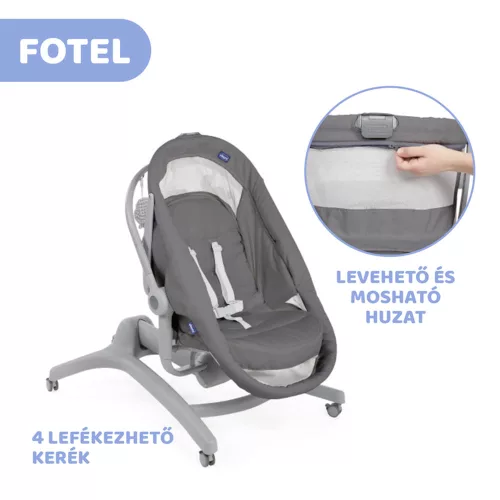 Chicco Baby Hug Air 4in1 bölcső-pihenő-etetőszék-fotel - Dark grey