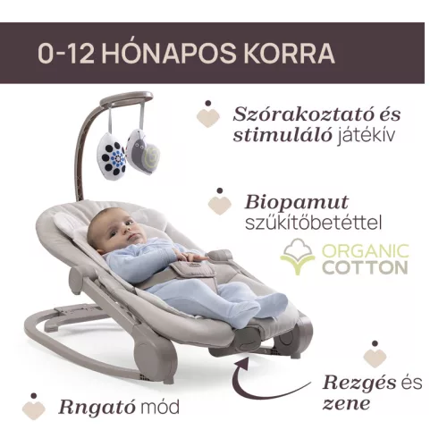 Mia rezgő-zenélő pihenőszék és fotel 0-18 kg zenélő játékkonzollal - Chicco