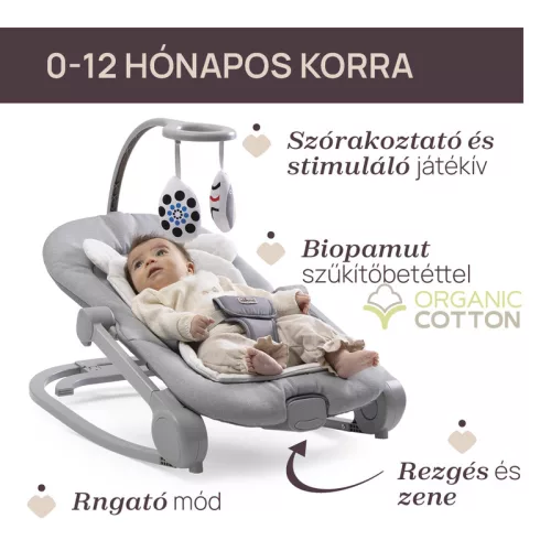 Mia rezgő-zenélő pihenőszék és fotel 0-18 kg zenélő játékkonzollal - Chicco