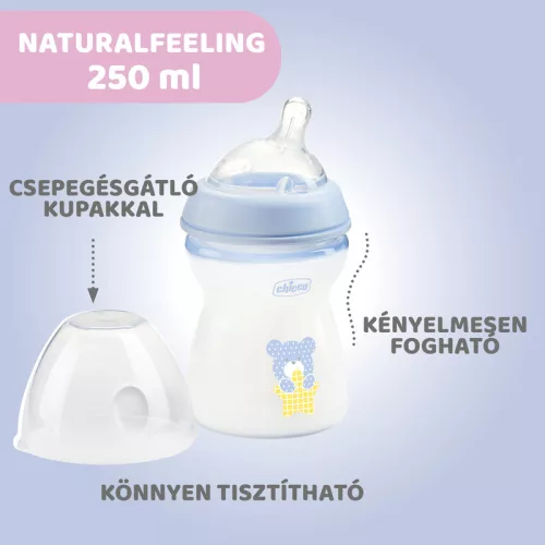 NaturalFeeling 250 ml cumisüveg közepes folyású cumi - Chicco
