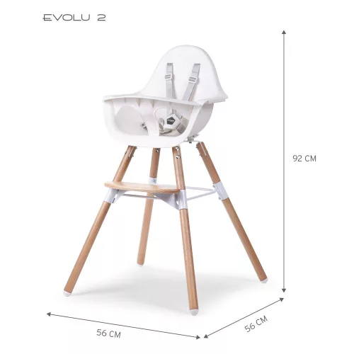 Childhome Evolu 2 Etetőszék - Állítható Magasság (50-75 Cm/*90 Cm) - Fa/Fehér