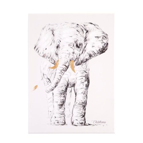 Childhome Olajfestmény - Elefánt + Arany - 30x40 Cm