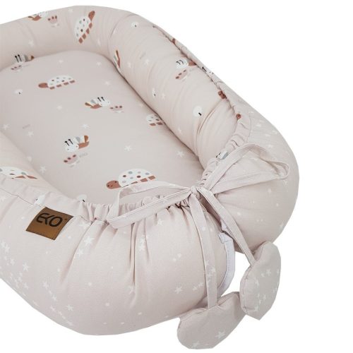 EKO Kétoldalas pamut babafészek Méhek Csillagok Bézs 90x60 cm