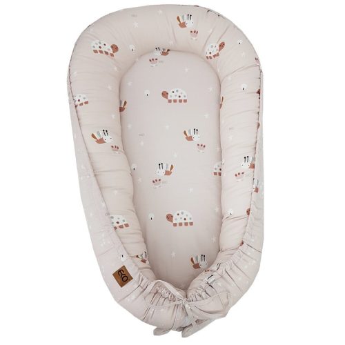 EKO Kétoldalas pamut babafészek Méhek Csillagok Bézs 90x60 cm