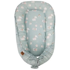 EKO Kétszínű pamut babafészek Dogs Stars Mint 90x60 cm