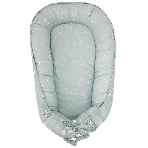 EKO Kétszínű pamut babafészek Dogs Stars Mint 90x60 cm