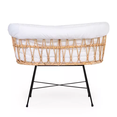 Childhome Rattan Babaöböl - 70x51x90cm + Fém Lábak + Matrac - Ekrü Huzat