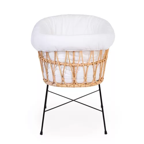Childhome Rattan Babaöböl - 70x51x90cm + Fém Lábak + Matrac - Ekrü Huzat