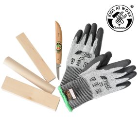   Djeco Fafaragó készlet - Kirschen kés, vágásbiztos védő kesztyű, faanyag 