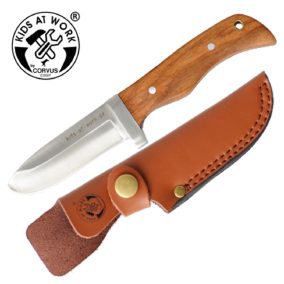 Djeco Lekerekített hegyű tőr kés, bőr védőtokkal