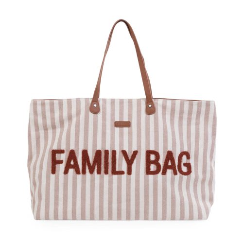 Childhome "Family Bag" Táska - Vászon csíkos terakotta/fehér