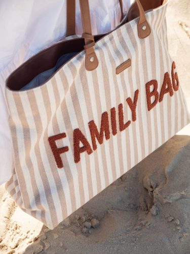 Childhome "Family Bag" Táska - Vászon csíkos terakotta/fehér
