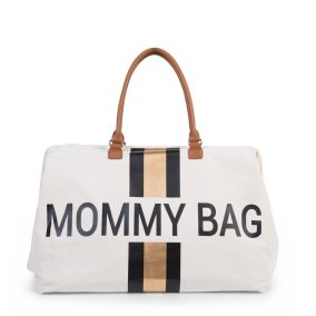   Childhome "Mommy Bag" Táska - Fehér Csíkos Arany/Fekete-Kifutó termék!