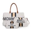 Childhome "Mommy Bag" Táska - Fehér Csíkos Arany/Fekete