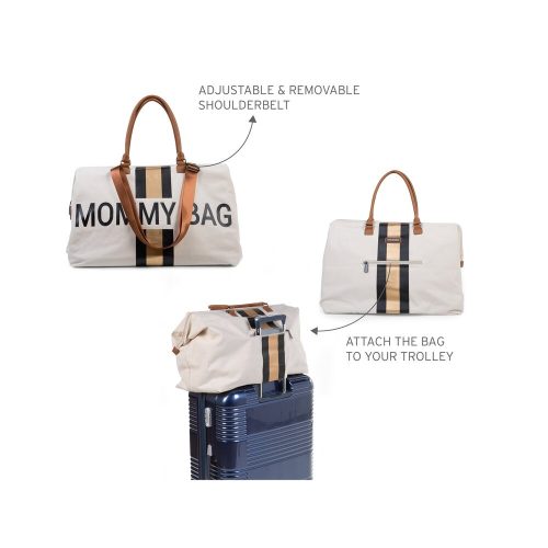 Childhome "Mommy Bag" Táska - Fehér Csíkos Arany/Fekete-Kifutó termék!
