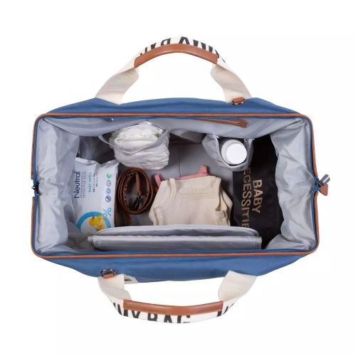 Childhome MOMMY BAG ® NURSERY BAG - SIGNATURE - VÁSZON - INDIGÓ-Kifutó termék!