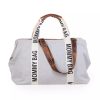 Childhome MOMMY BAG ® NURSERY BAG - SIGNATURE - VÁSZON - EKRÜ