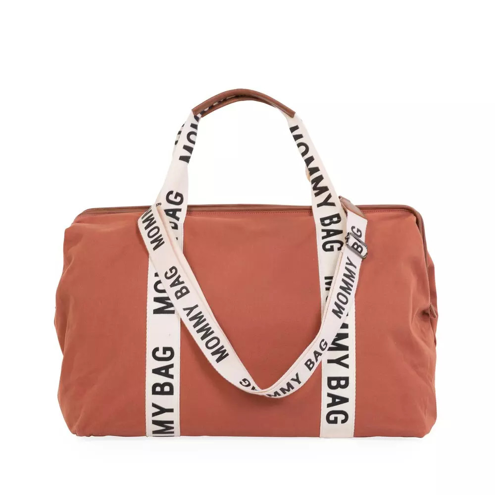 Childhome MOMMY BAG NURSERY BAG - SIGNATURE - VÁSZON - TERRACOTTA (CWMBBSCRU)