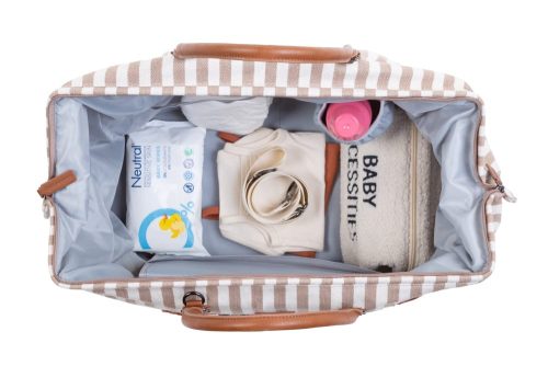 Childhome "Mommy Bag" Táska - terakotta/fehér csíkos