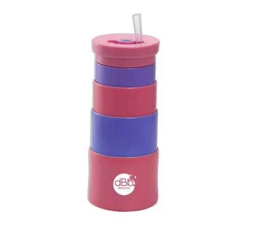 Dbb Teleszkópos rózsaszín-lila pohár szívószállal 350 ml