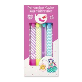   Djeco Mágikus filctolkészlet - 6 db radírozható filctoll - Magic erasable markers