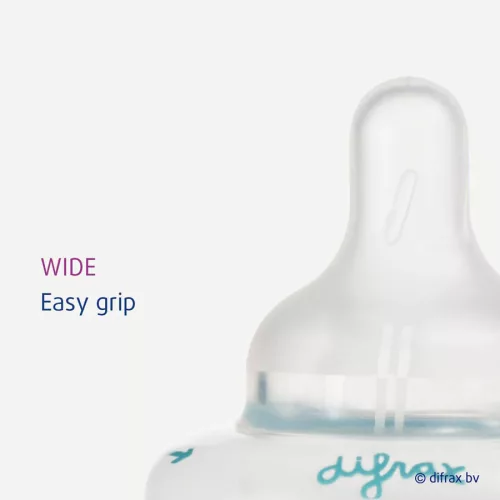 Szilikon cumi gyűrűvel a Difrax 1-2-3 Variflow széles cumisüveghez