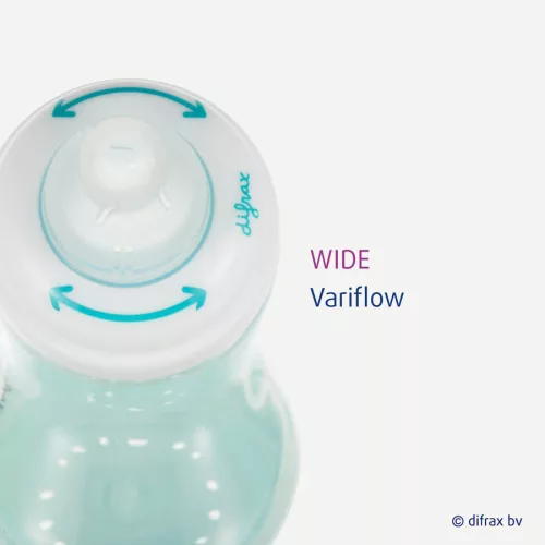 Szilikon cumi gyűrűvel a Difrax 1-2-3 Variflow széles cumisüveghez