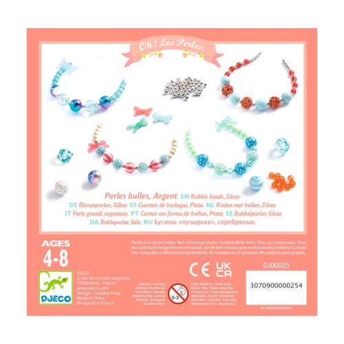 Djeco Ékszerkészítő készlet - Buborék gyöngyök, ezüst - Bubble beads, Silver