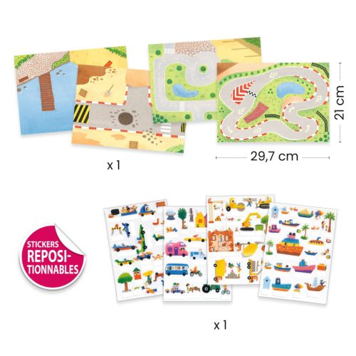 Matricázós sztorik, 3D - Közlekedés járművekkel - Lift-up stickers - Vehicles