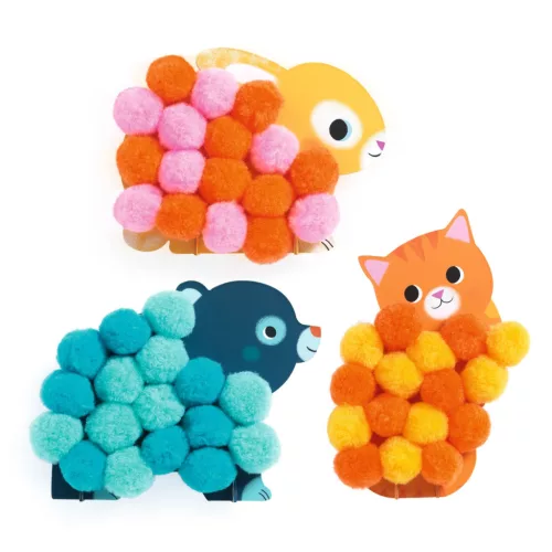Djeco Pompom-kép készítés - Állatok és pomponok - Animals and Pom-pom Circles
