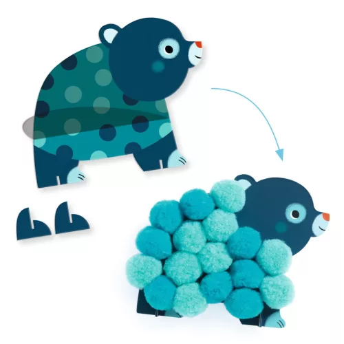 Djeco Pompom-kép készítés - Állatok és pomponok - Animals and Pom-pom Circles